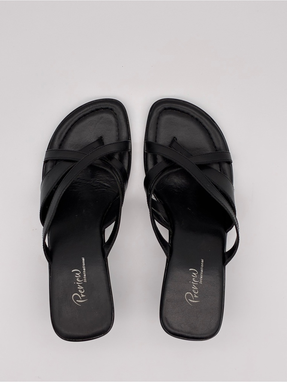 Preview International - Women's Black Leather Strappy Wedge Sandal - Picture 6 of 10